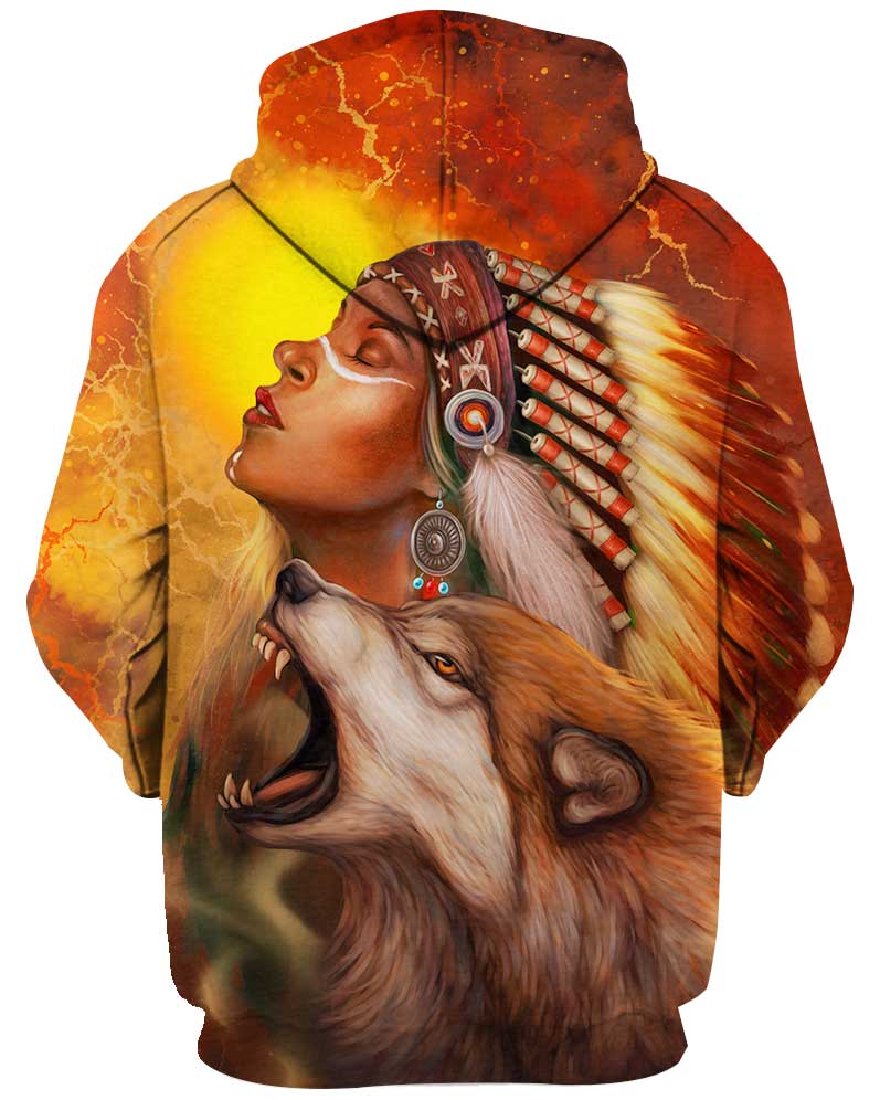 Chef Native Amerindien and wolf