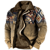 Men&#39;s Outdoor Ethnic Pattern Fleece Zipper Tactical Shirt Jacket