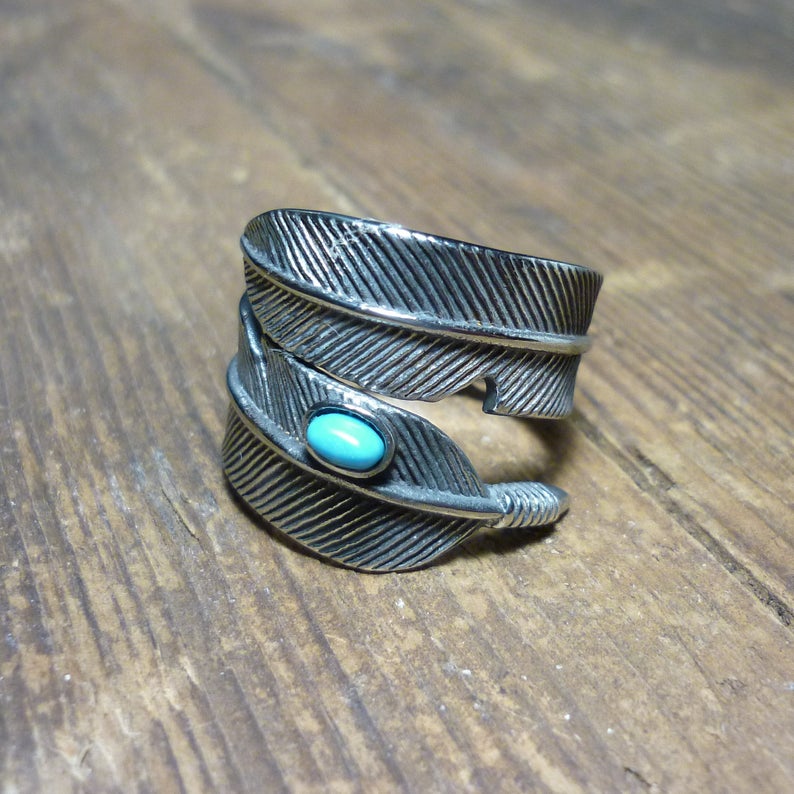 Feather Ring with Stone