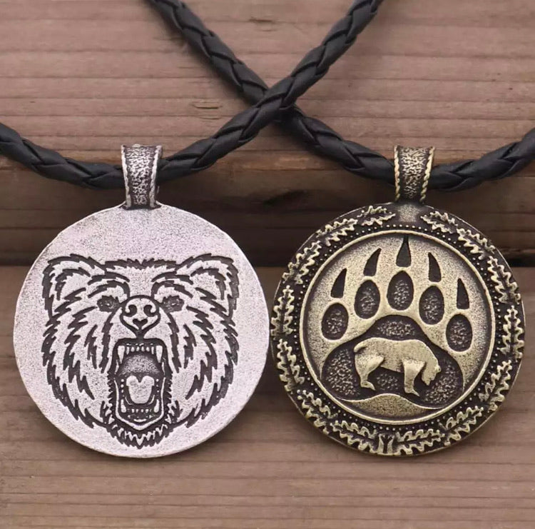 Tribal Bear & Bear Print Necklace
