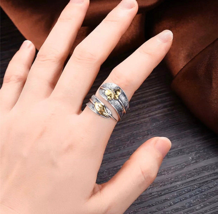 Feather and Butterfly Ring