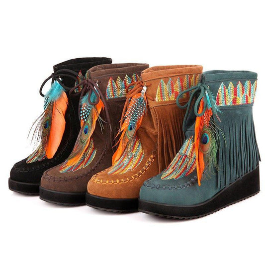 Native American Style Fringe Boots