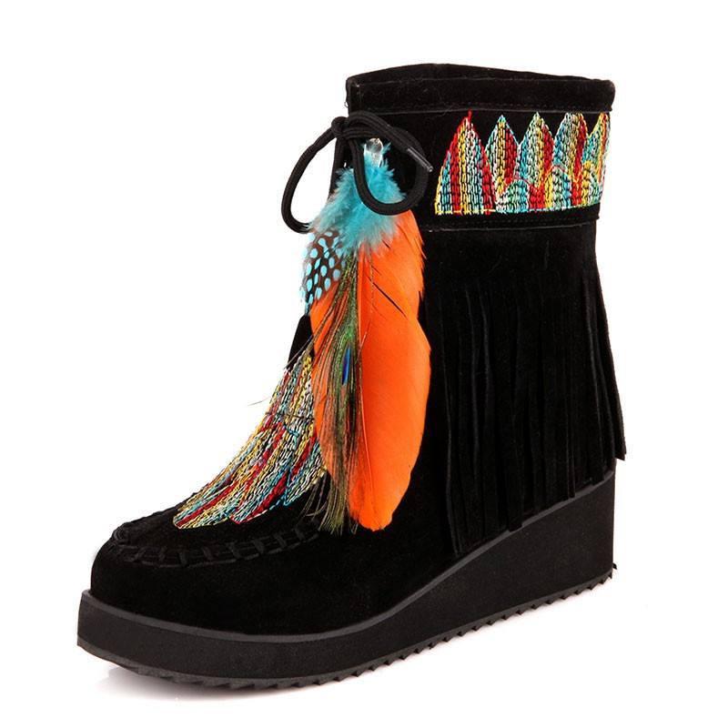 Native American Style Fringe Boots