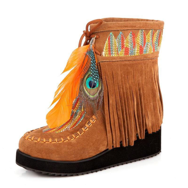 Native American Style Fringe Boots