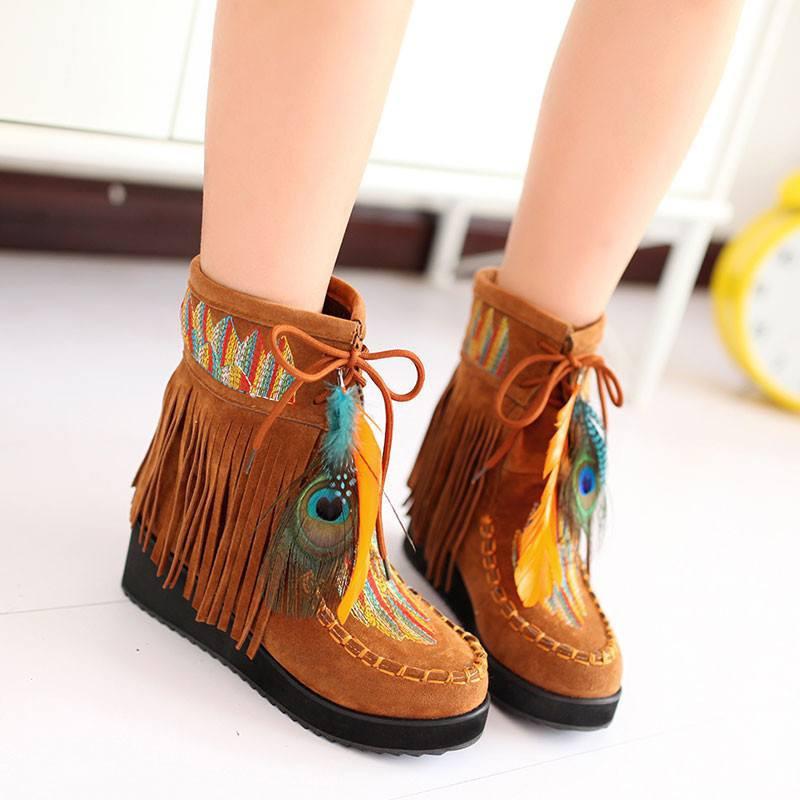 Native American Style Fringe Boots