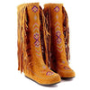 Women&#39;s Native American Moccasin Boots - Knee High Fringe Winter Fashion  Boots
