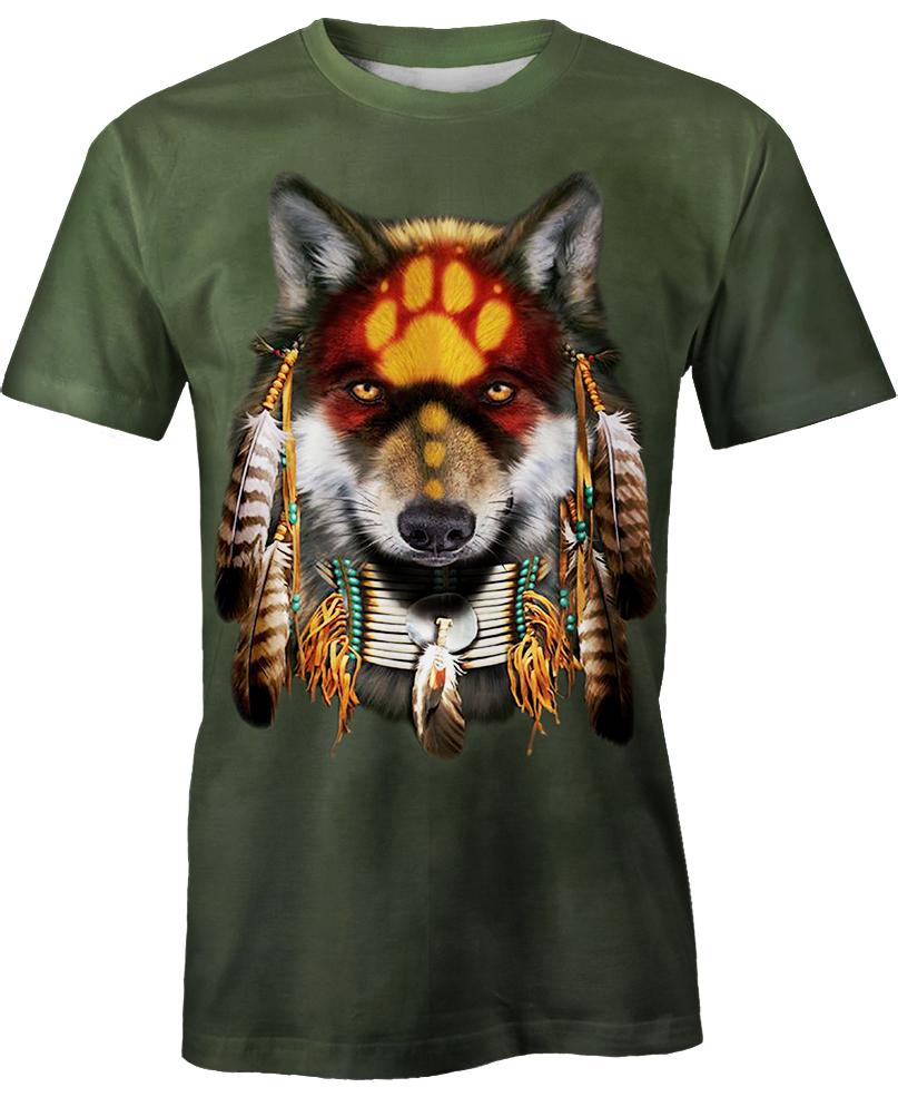 Native American Dark Green Wolf
