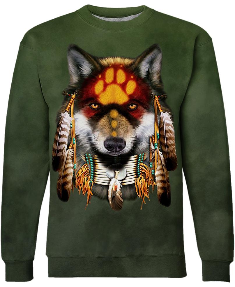 Native American Dark Green Wolf